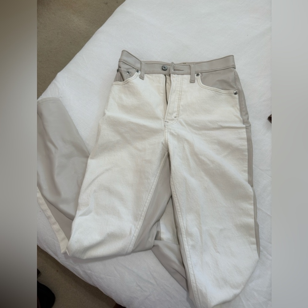 Two Toned Beige / leather pants
